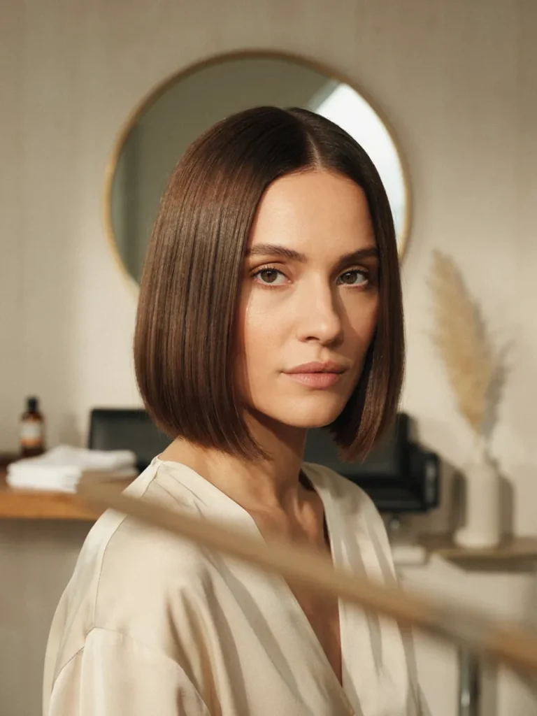 25 Mid Length Haircuts With Effortless Salon Polish 4 Blunt Shoulder Cut