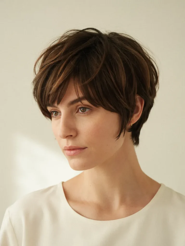 25 Haircuts for Fat Faces That Slim and Define Jawlines 23 Choppy Pixie With Side Fringe