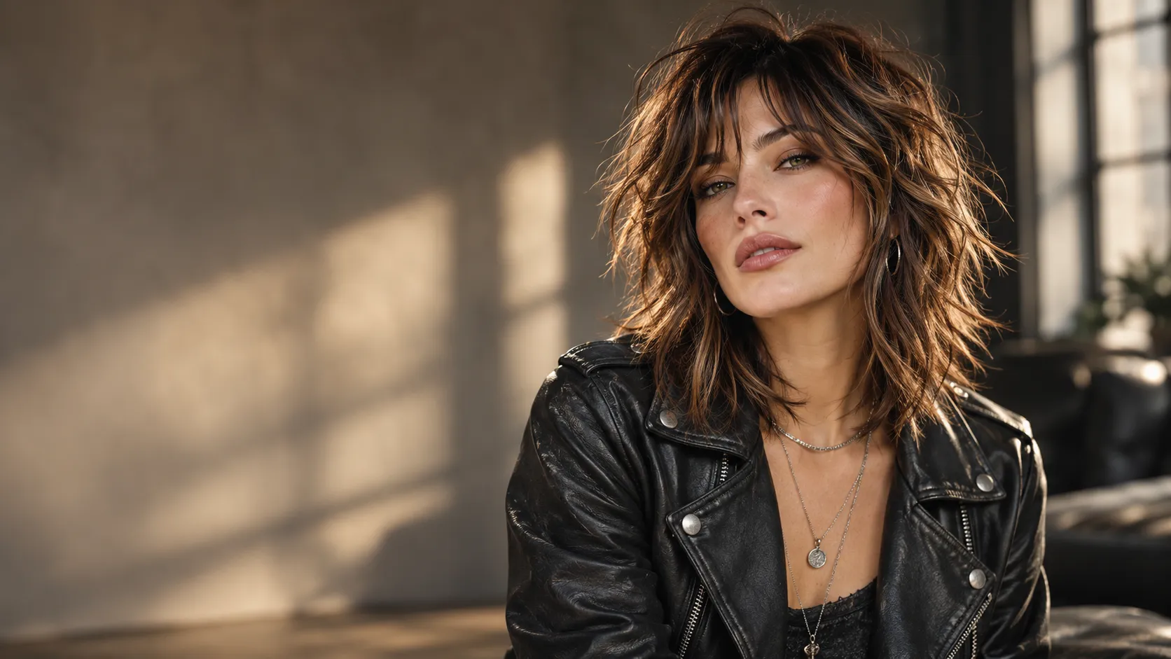 Cinematic Shag Hair Editorial Portrait