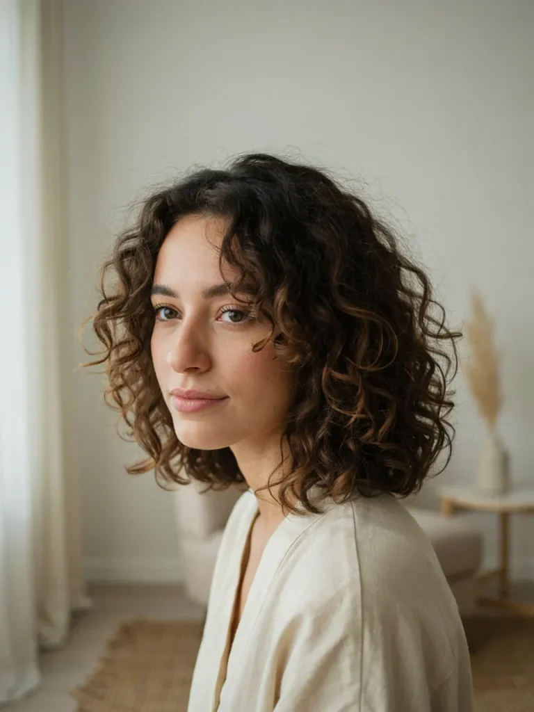 Curly Collarbone Lob