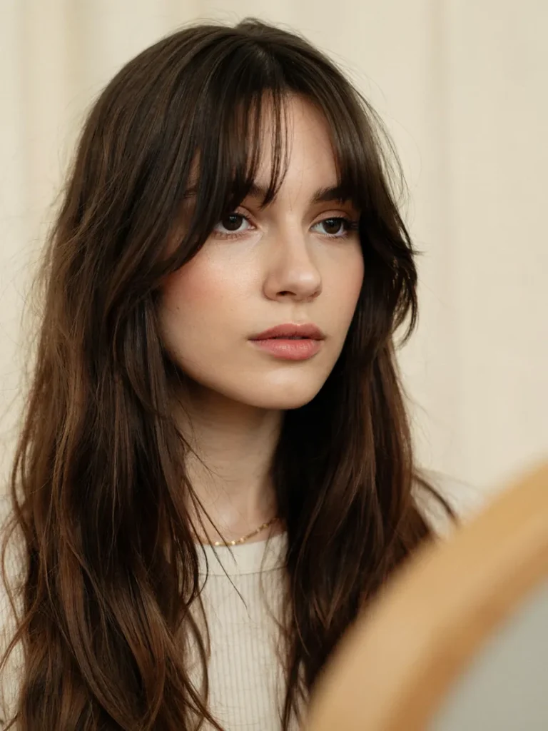 22 Haircuts for Round Faces With Instant Cheekbone Lift 10 Long Hair With Wispy Bangs