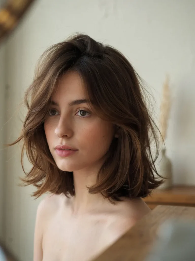 22 Haircuts for Round Faces With Instant Cheekbone Lift 20 Shoulder Length Butterfly Layers 1
