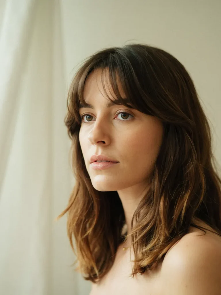 25 Haircuts for Fat Faces That Slim and Define Jawlines 4 Soft Side Swept Bangs