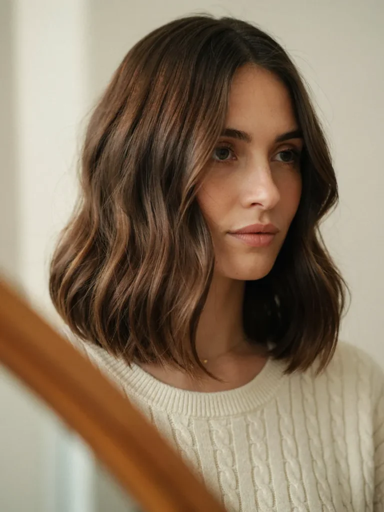 25 Haircuts for Fat Faces That Slim and Define Jawlines 14 Soft Wavy Lob