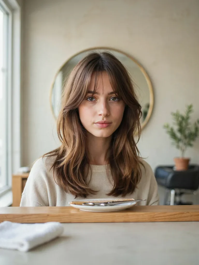 25 Mid Length Haircuts With Effortless Salon Polish 10 Wispy Bangs With Layers