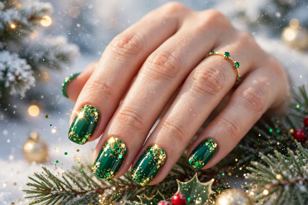 21 Gorgeous Green Christmas Nails That Shine Bright 2 idea01 1