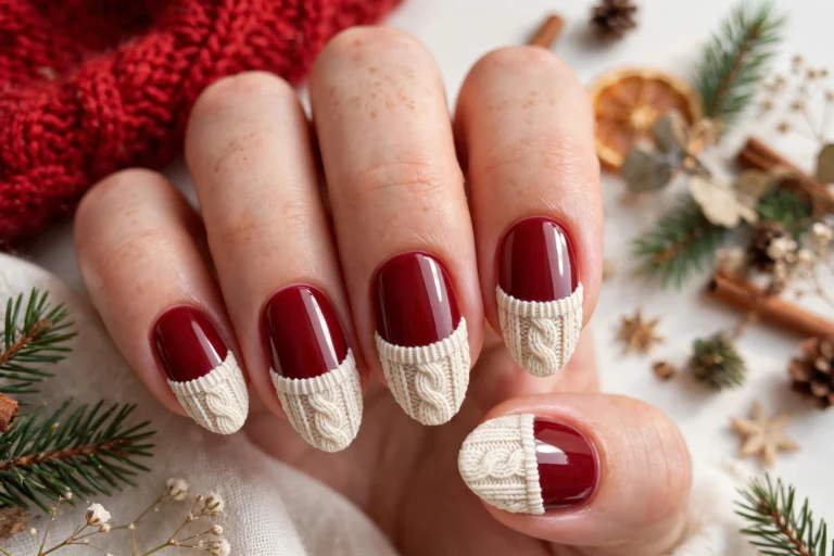 20 Adorable Sweater Christmas Nails for Cozy Nights