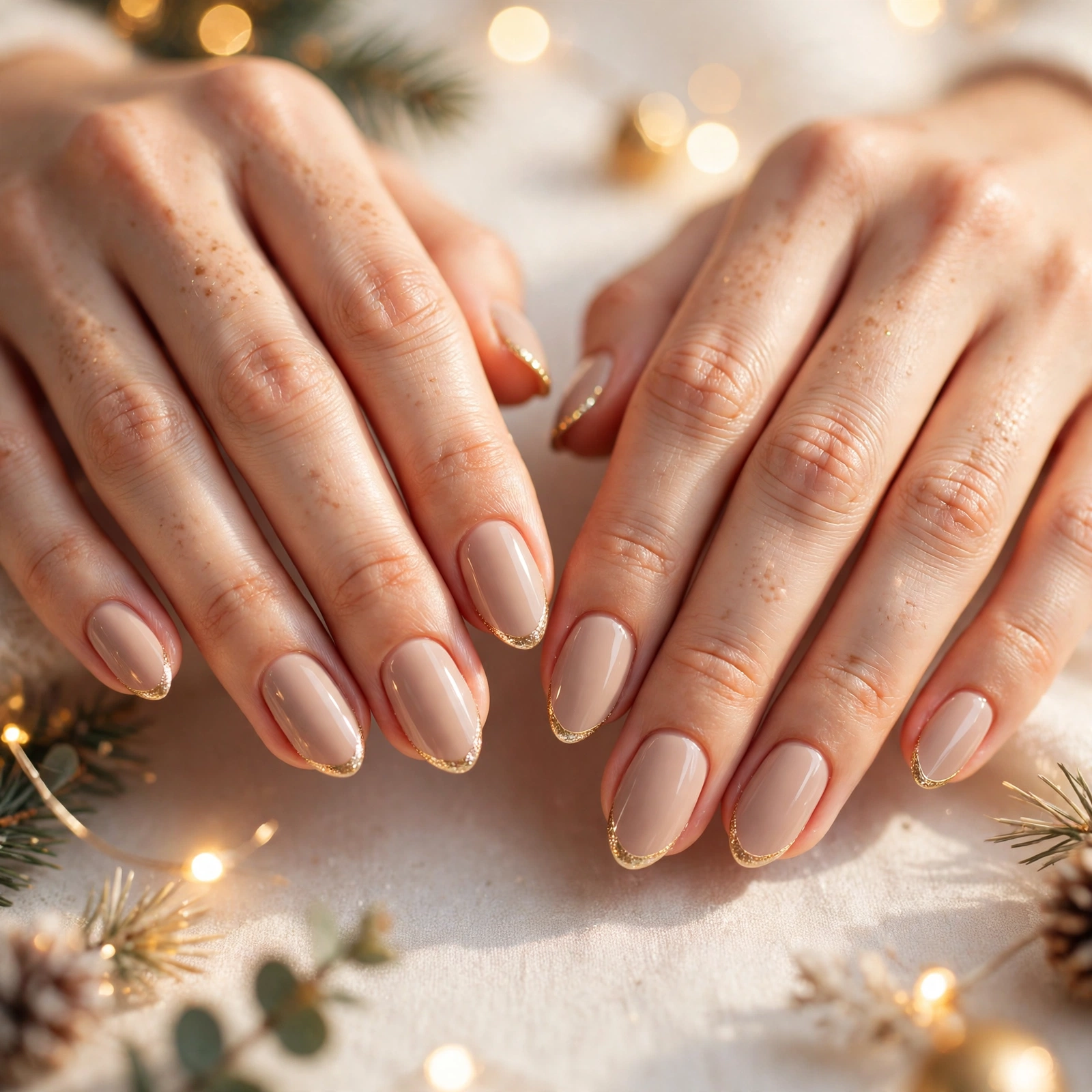 23 Dazzling Nude Christmas Nails for Holiday Nights 2 idea01 3