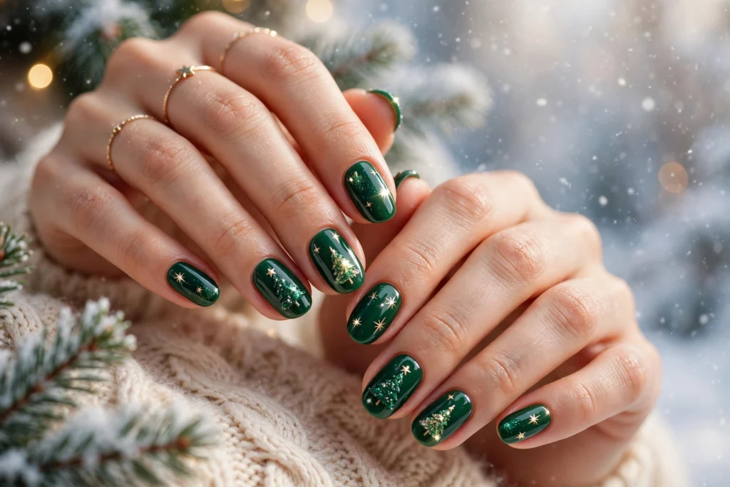 21 Gorgeous Green Christmas Nails That Shine Bright 4 idea03 1