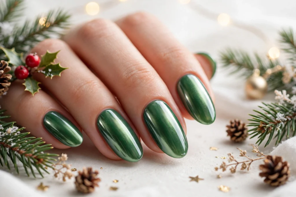 21 Gorgeous Green Christmas Nails That Shine Bright 9 idea08 1