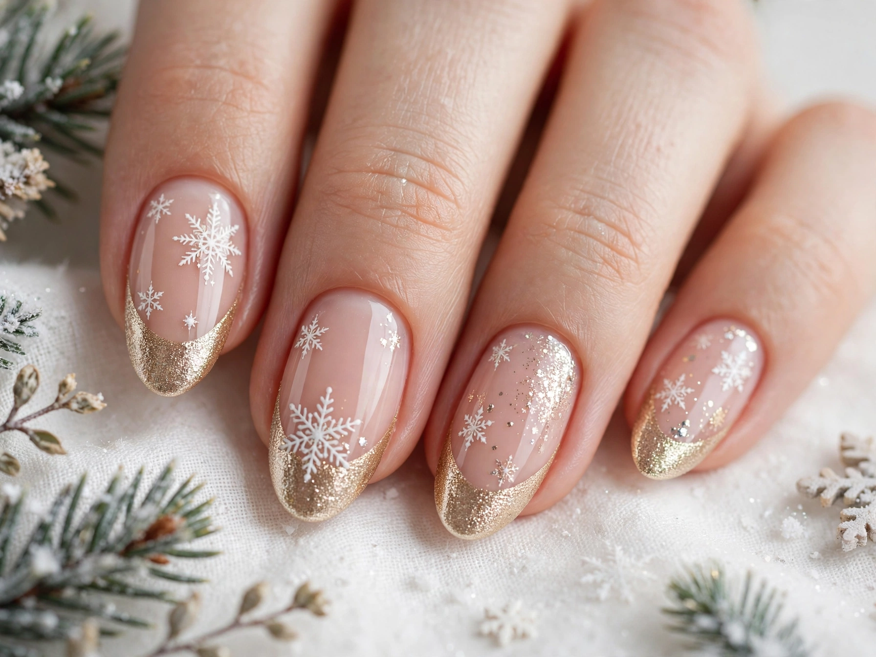 24 Sparkling Snowflake Christmas Nails for Snow Days 12 idea11 10