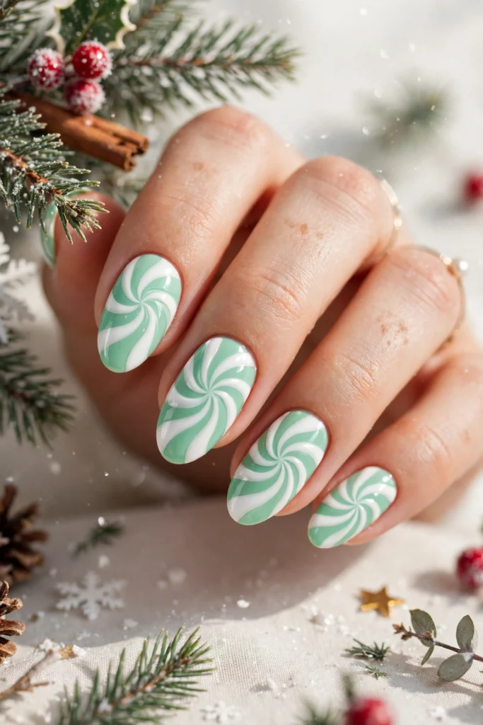 21 Gorgeous Green Christmas Nails That Shine Bright 13 idea12 1