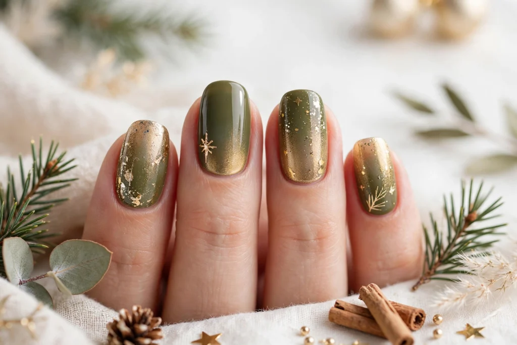 21 Gorgeous Green Christmas Nails That Shine Bright 14 idea13 1