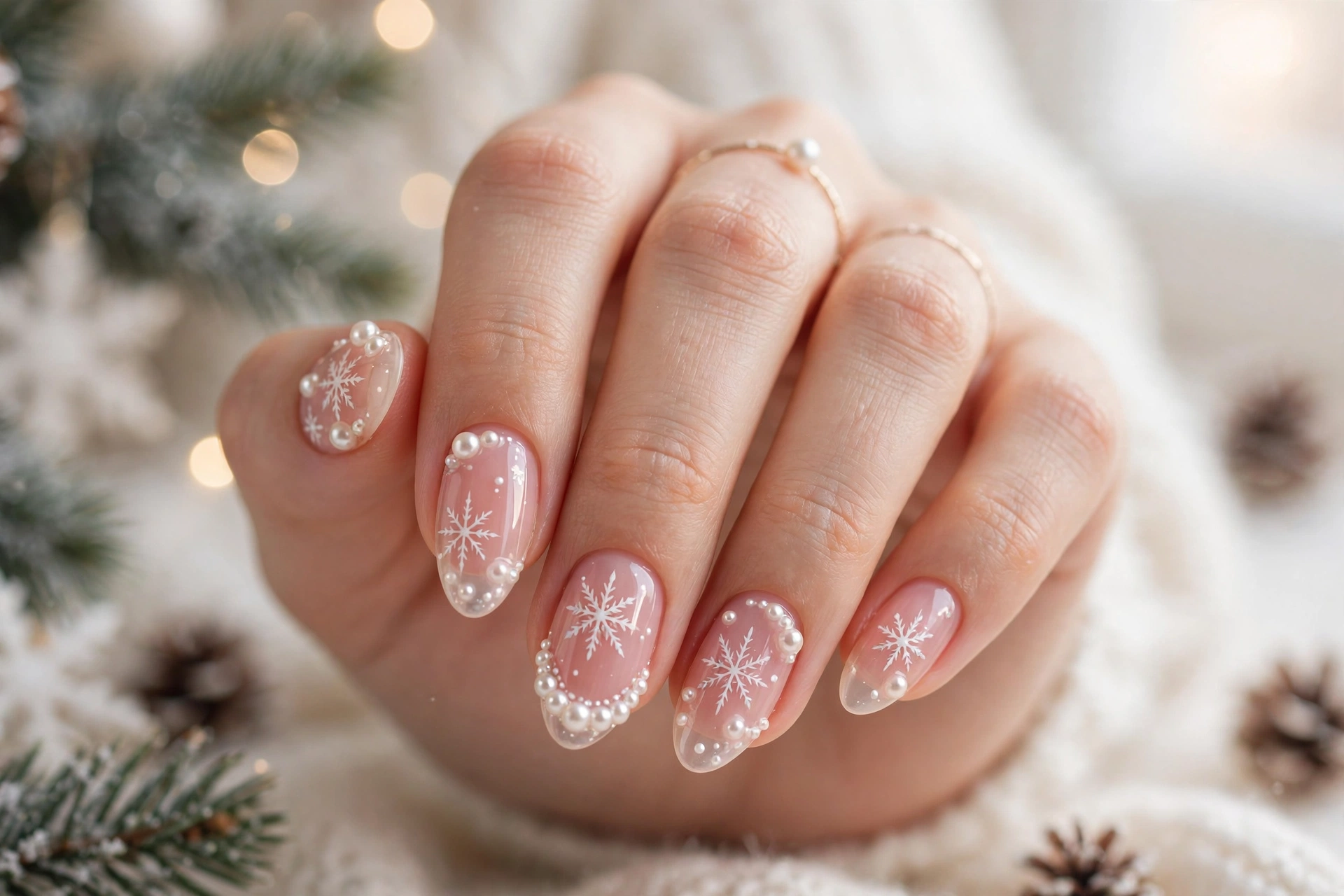 24 Sparkling Snowflake Christmas Nails for Snow Days 14 idea13 10