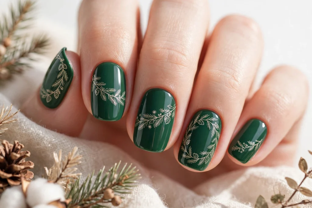 21 Gorgeous Green Christmas Nails That Shine Bright 15 idea14 1