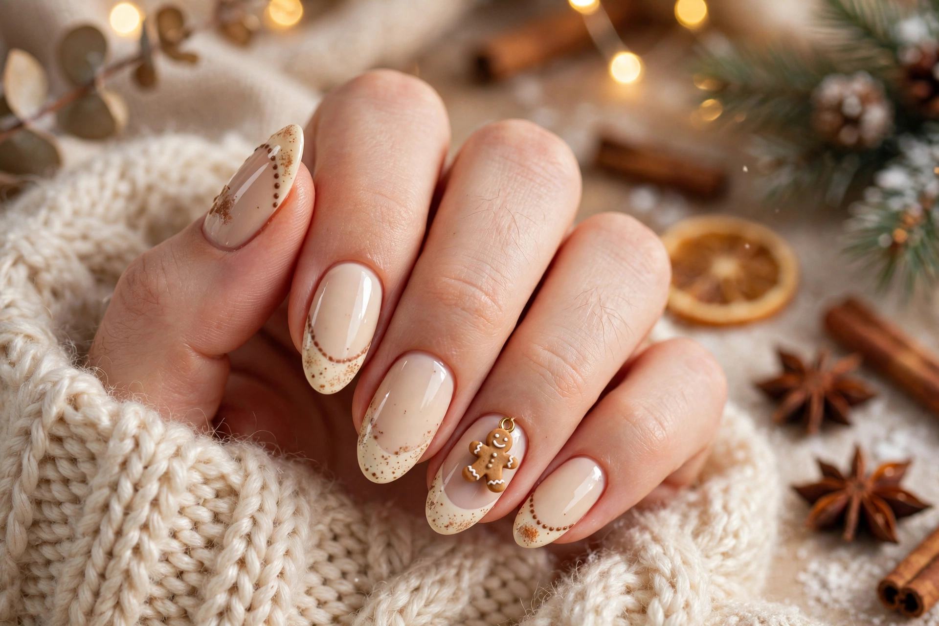 Gingerbread Cream French Tips