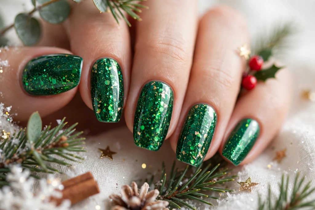 21 Gorgeous Green Christmas Nails That Shine Bright 17 idea16 1