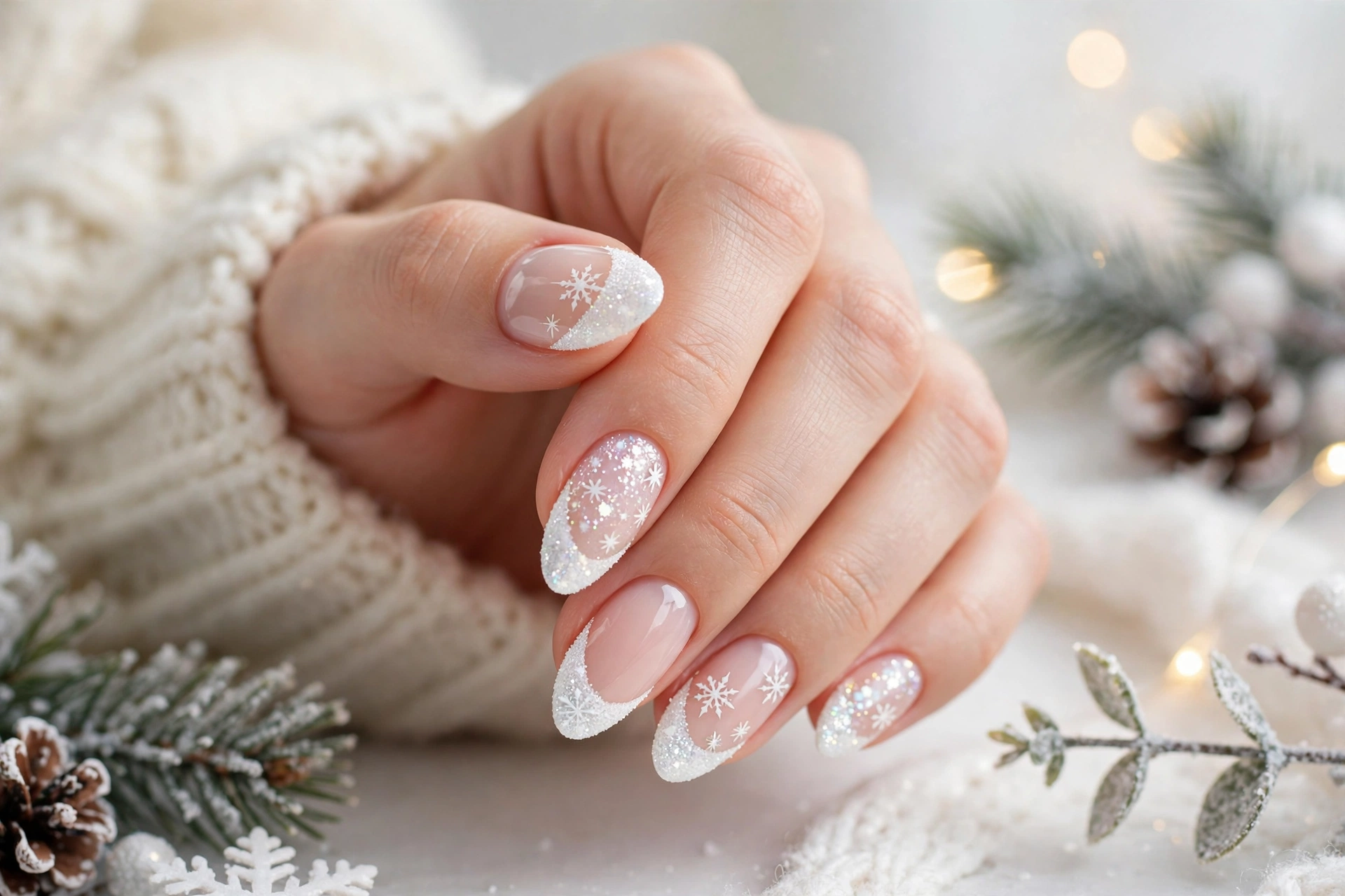 24 Sparkling Snowflake Christmas Nails for Snow Days 17 idea16 10