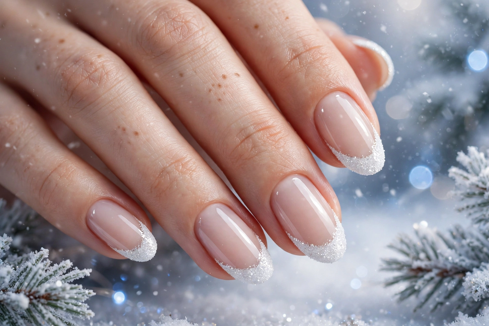 Winter White Glitter Tips