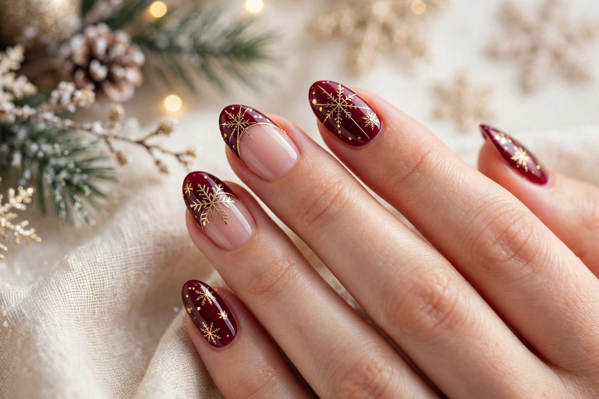 24 Sparkling Snowflake Christmas Nails for Snow Days 18 idea17 10