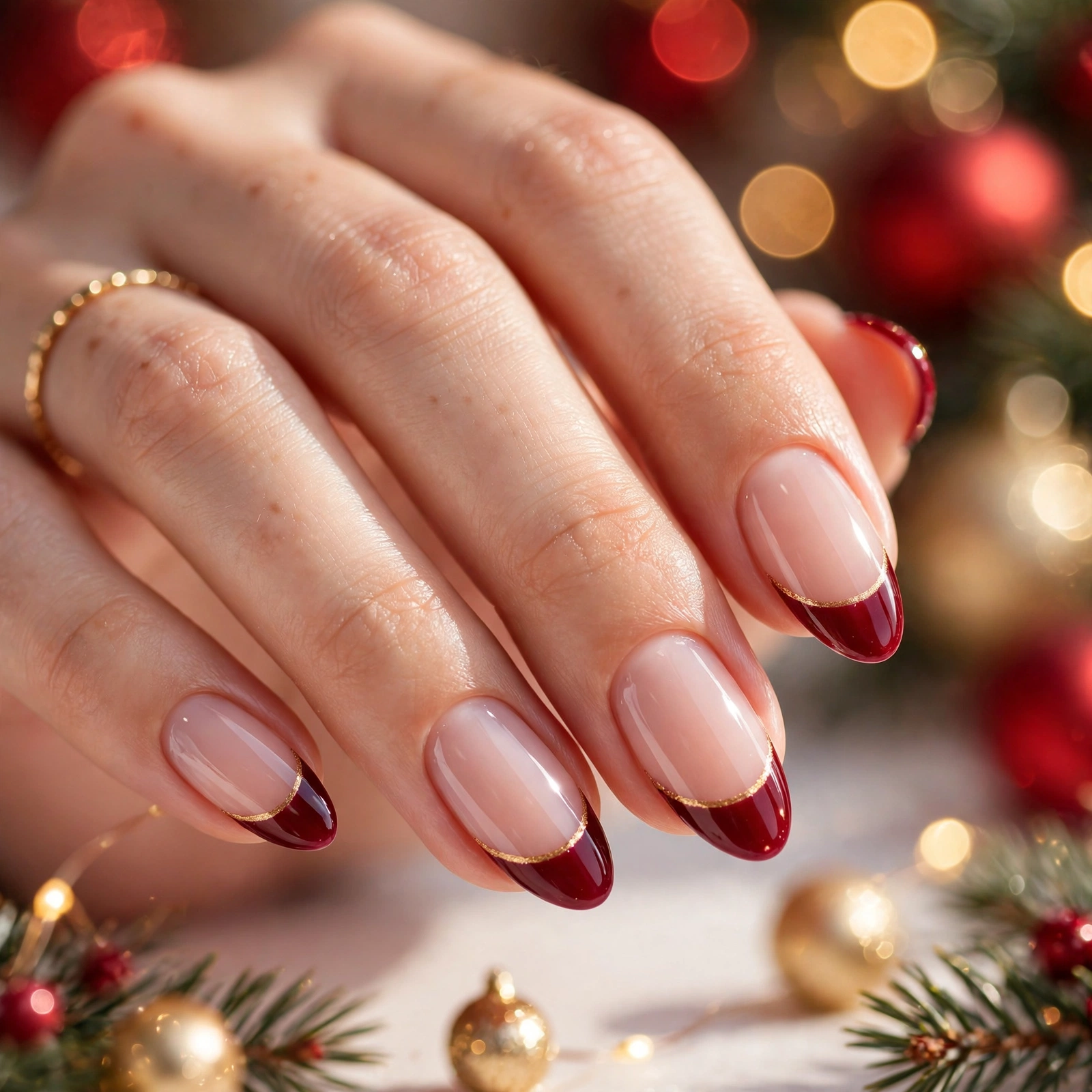 Cranberry Gold French Tips