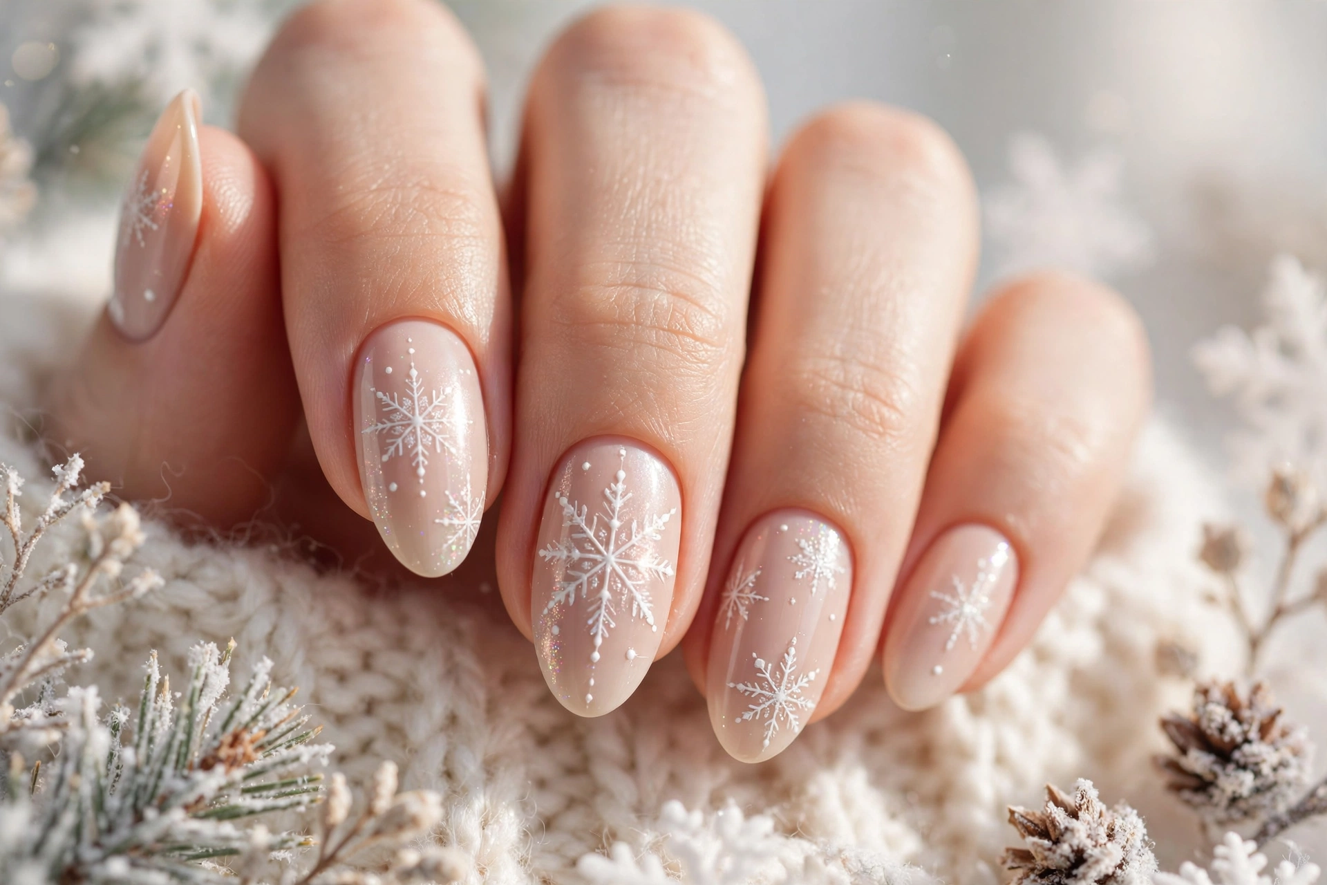24 Sparkling Snowflake Christmas Nails for Snow Days 20 idea19 10