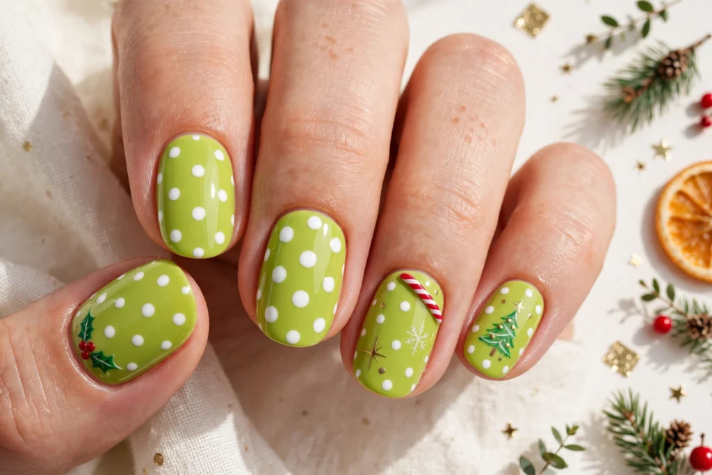21 Gorgeous Green Christmas Nails That Shine Bright 21 idea20 1