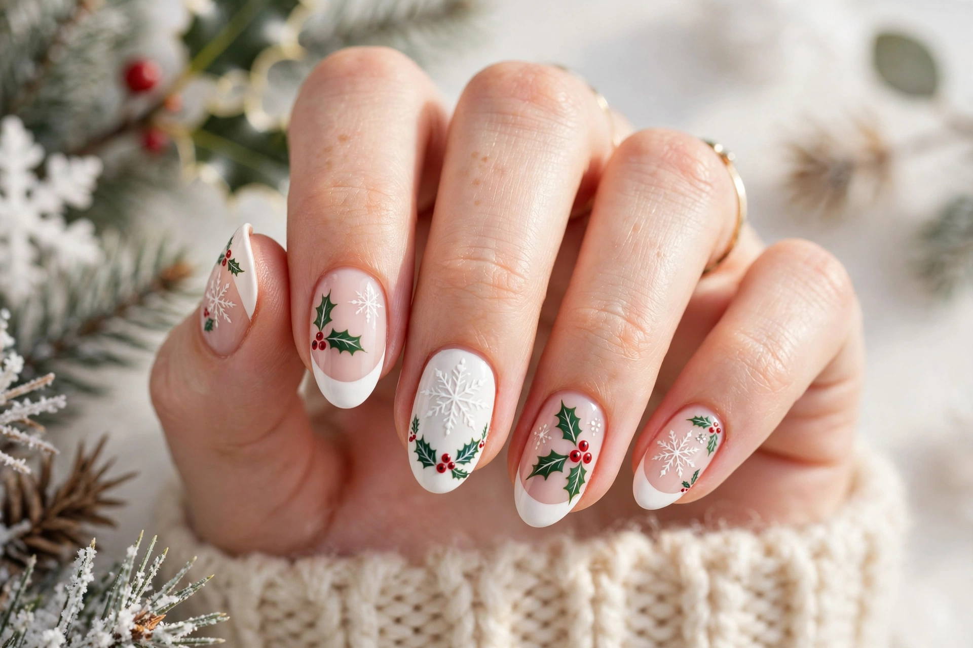 24 Sparkling Snowflake Christmas Nails for Snow Days 22 idea21 8