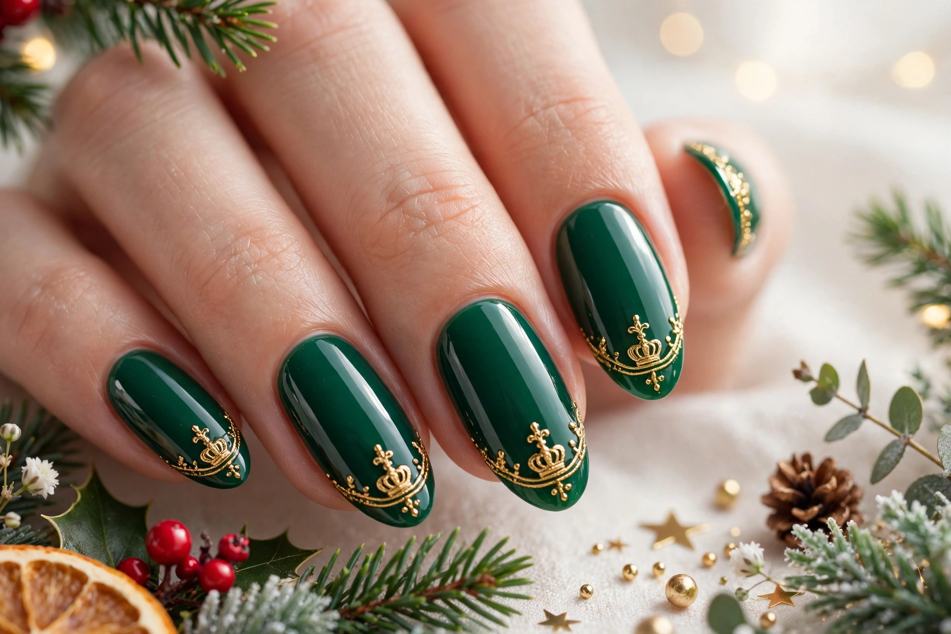 21 Gorgeous Green Christmas Nails That Shine Bright 22 idea21