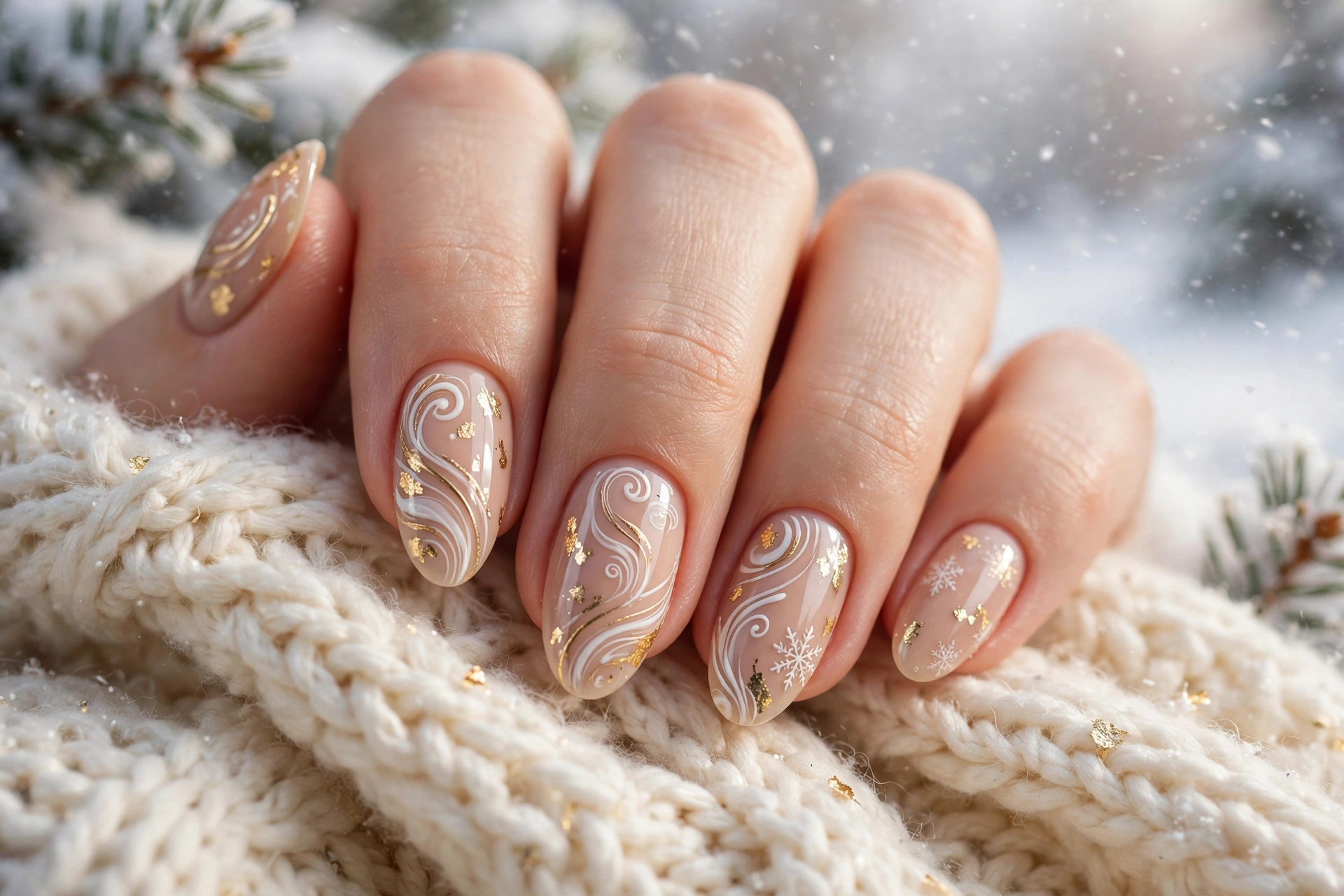 23 Dazzling Nude Christmas Nails for Holiday Nights 23 idea22 1