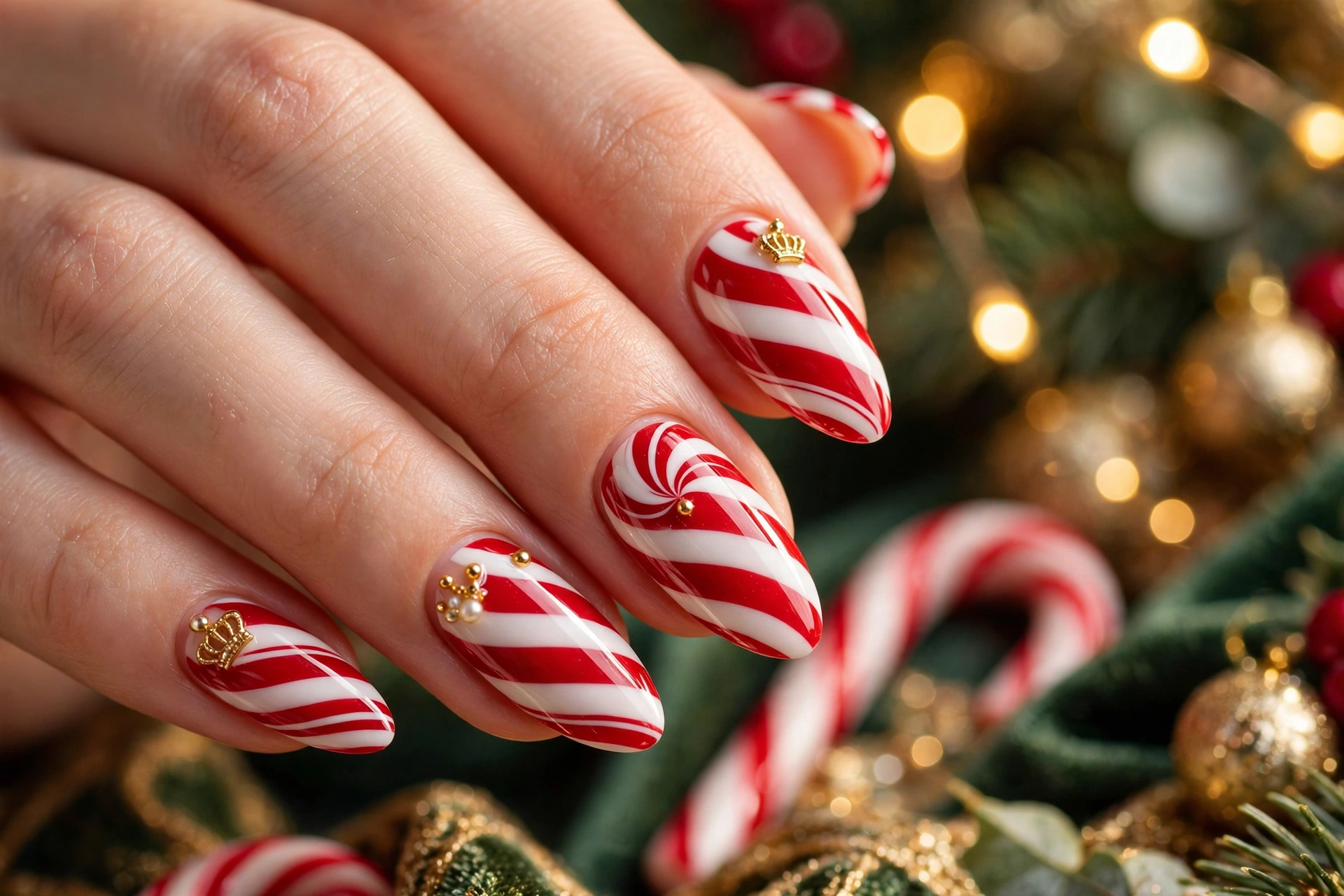23 Glamorous Candy Cane Christmas Nails to Try Now 23 idea22 5