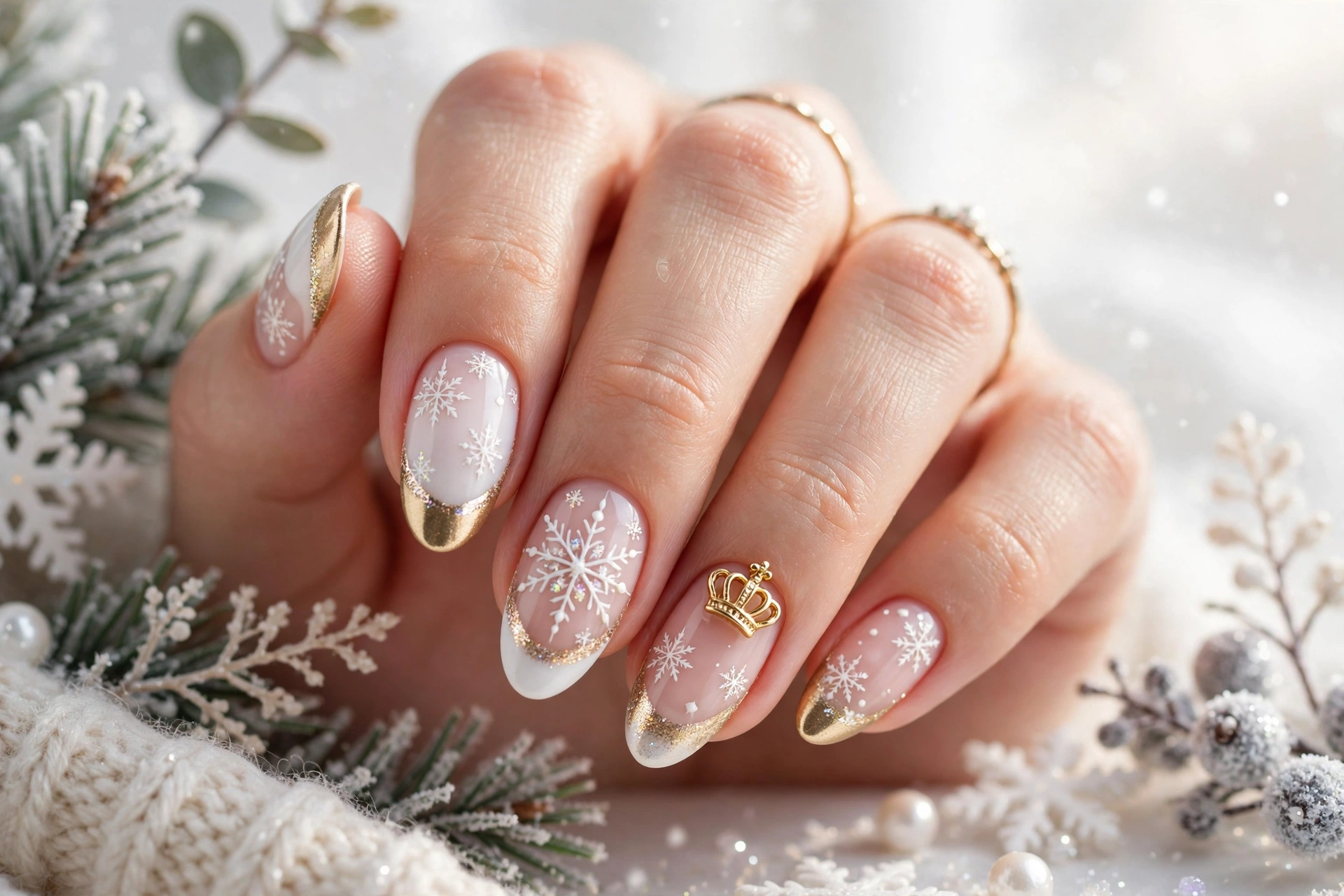 24 Sparkling Snowflake Christmas Nails for Snow Days 23 idea22 6