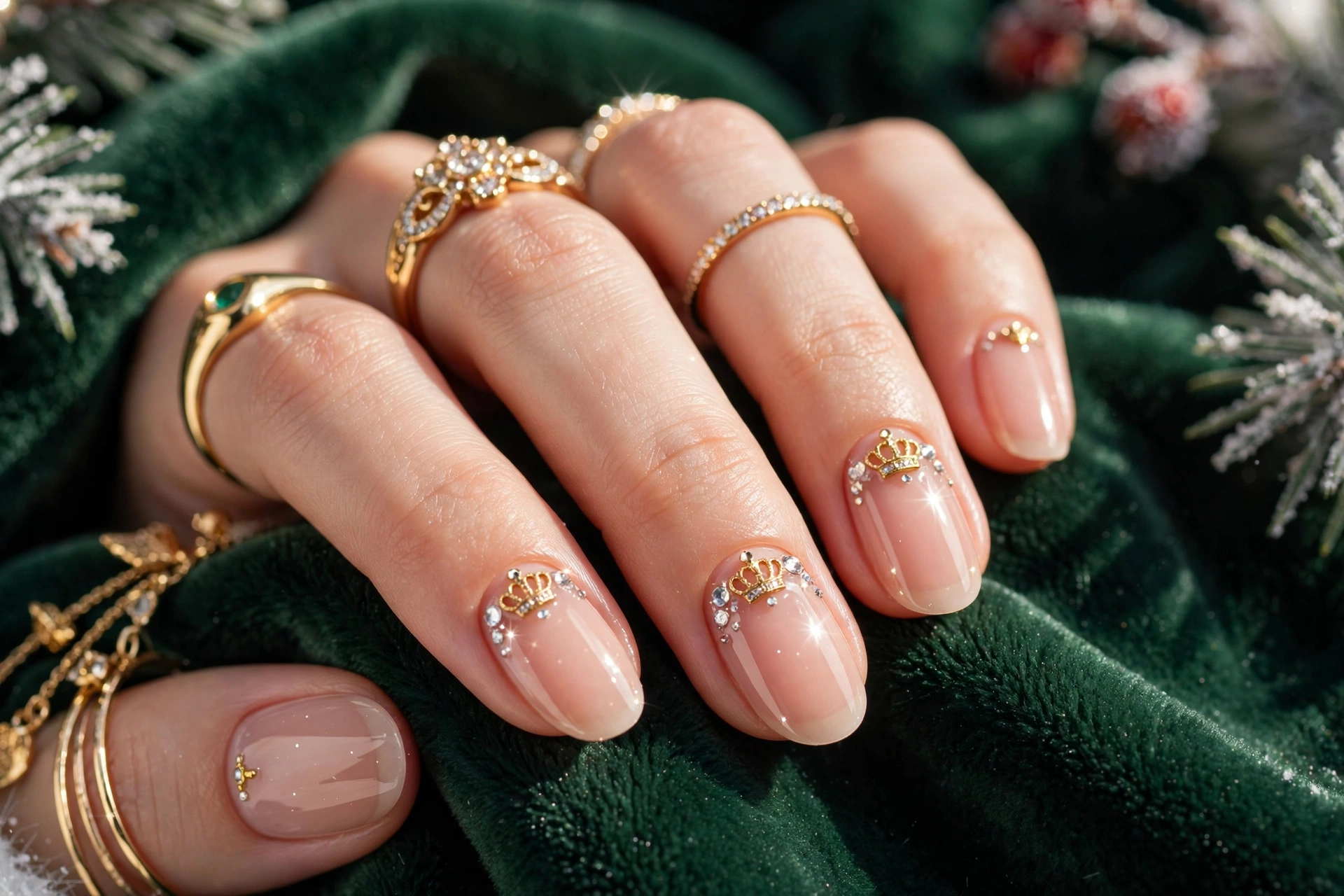 23 Dazzling Nude Christmas Nails for Holiday Nights 24 idea23