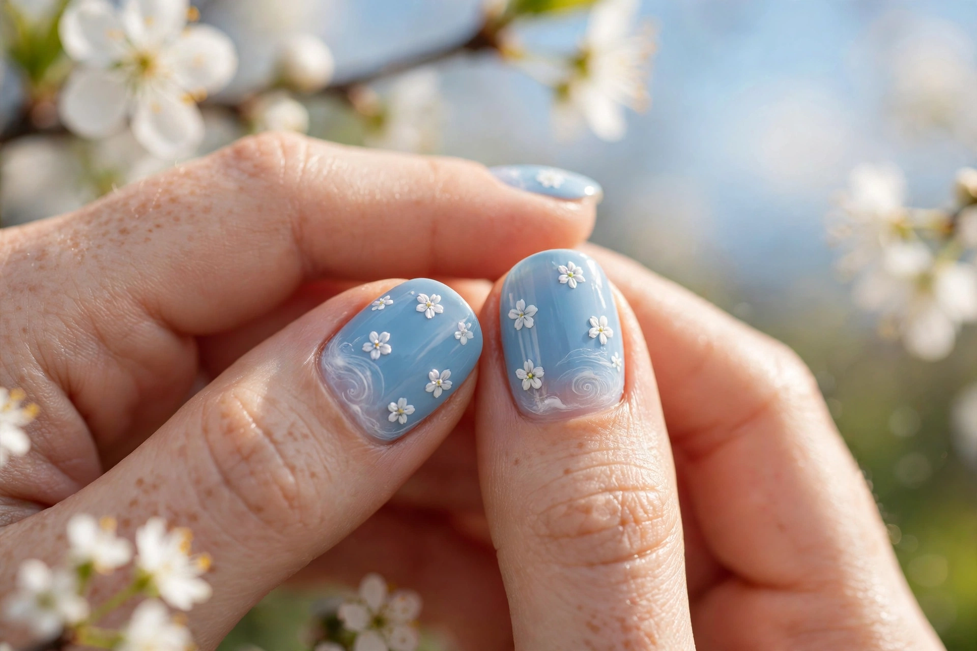 21 May Nail Ideas Blooming Alongside the Garden 19 Sky Blue Blossoms