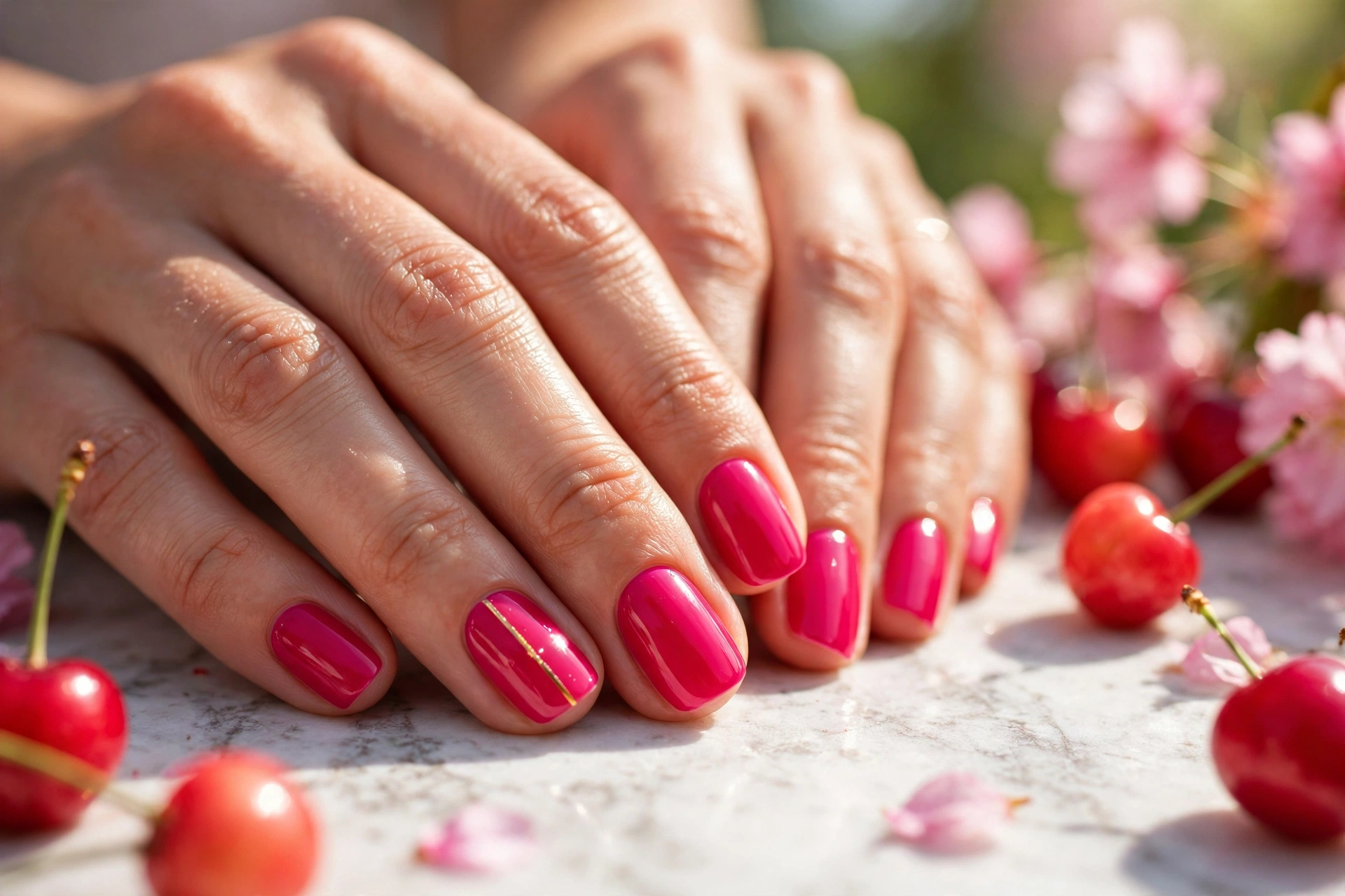 22 Pink Nail Designs From Barely There to Bold 21 Cherry Pink Pop