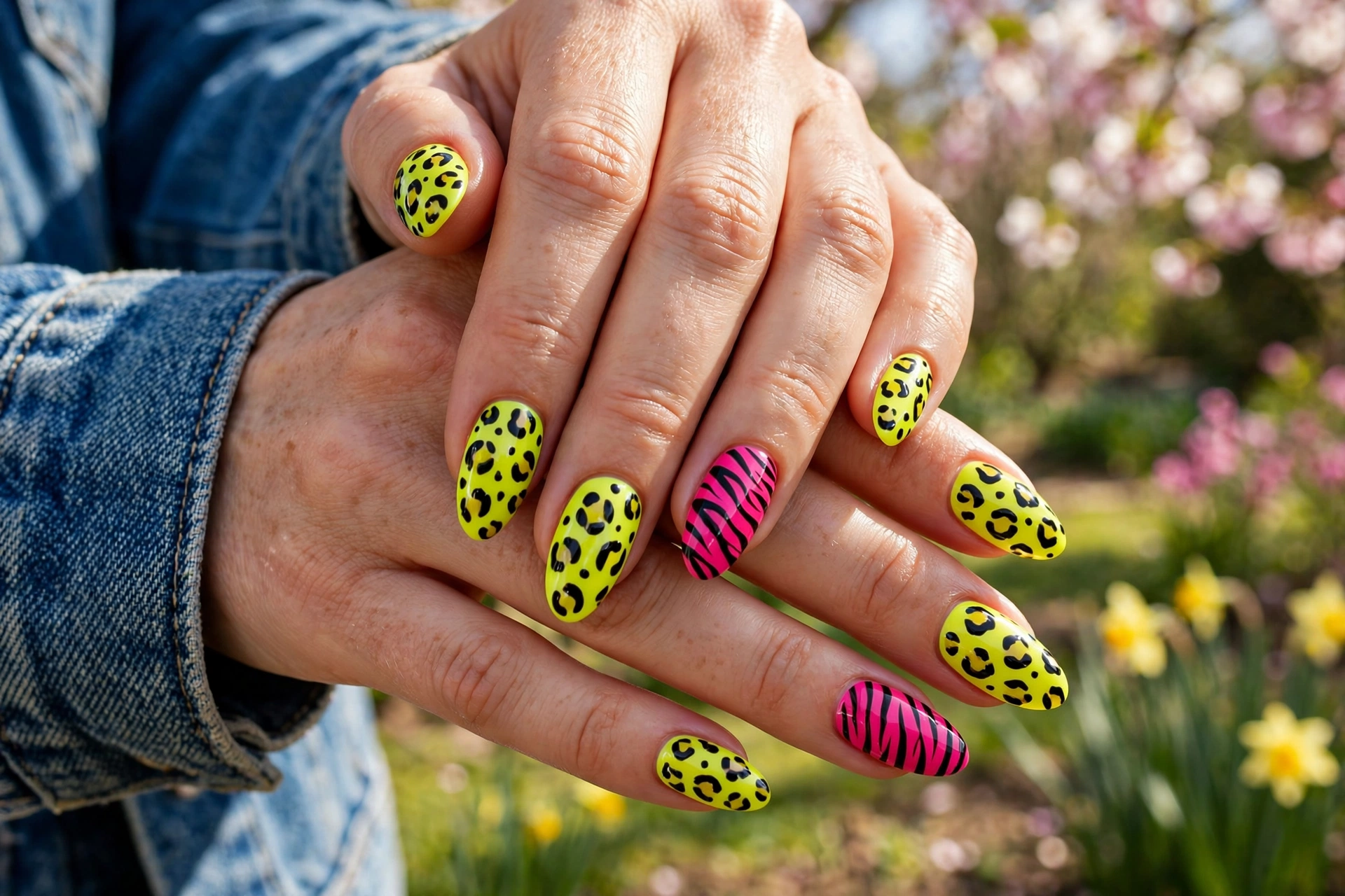 25 Spring Neon Nails Impossible to Ignore Outdoors 18 Neon Animal Print