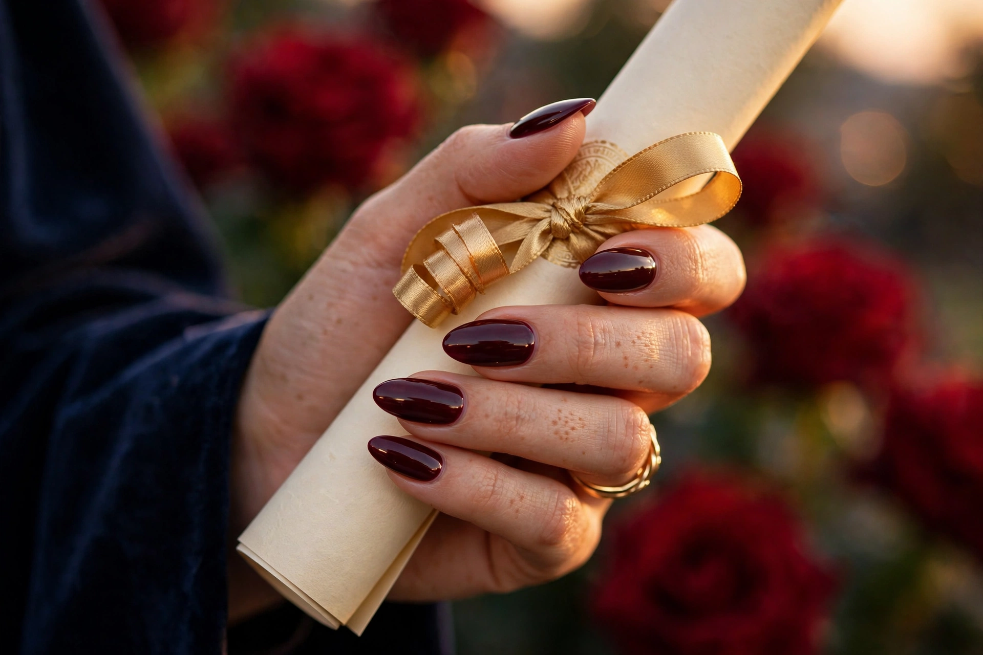 Tassel Ready? 25 Graduation Nails for Your Big Day 9 Burgundy Grad Rich