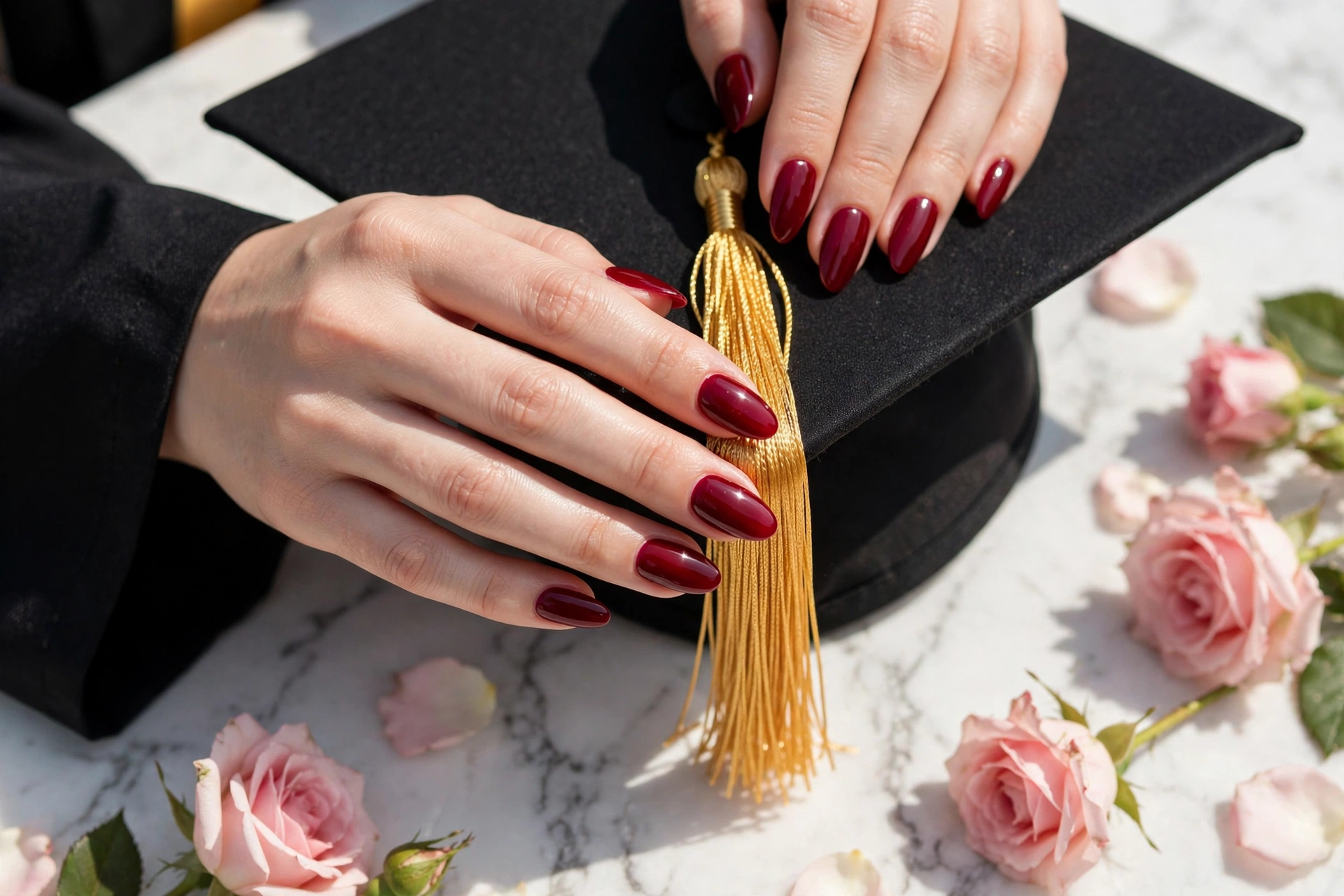 Tassel Ready? 25 Graduation Nails for Your Big Day 14 Black Gown Bold