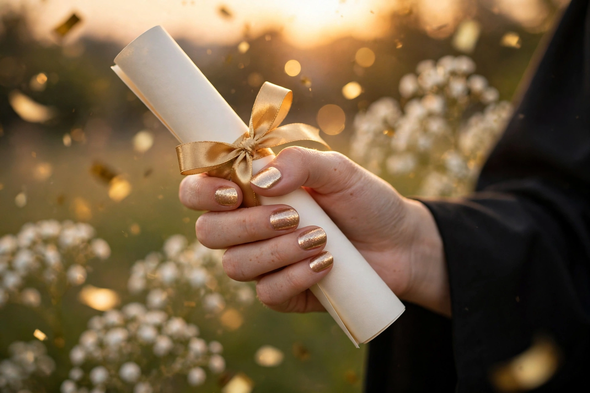 Tassel Ready? 25 Graduation Nails for Your Big Day 17 Champagne Grad Glow