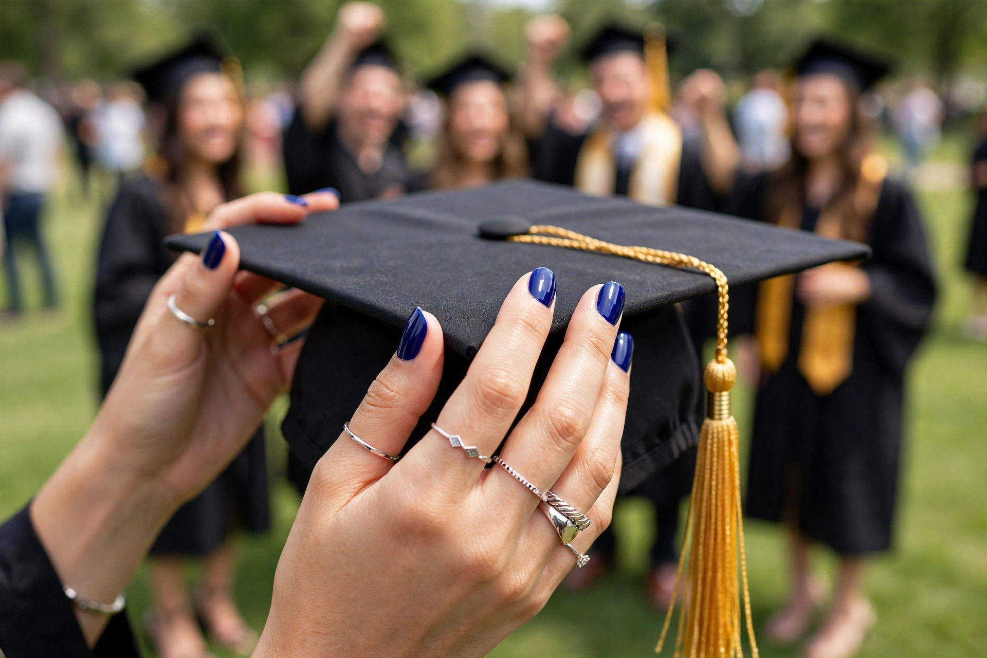 Tassel Ready? 25 Graduation Nails for Your Big Day 18 Royal Blue Grad